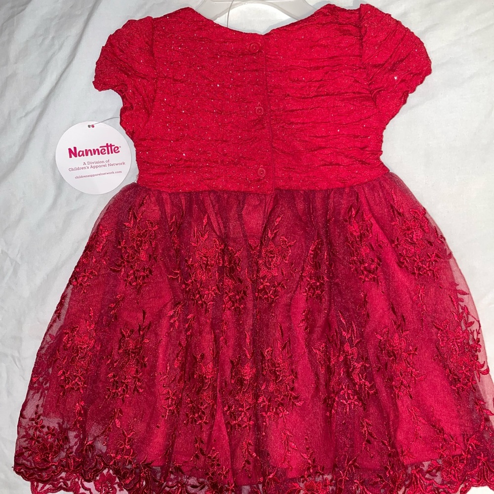 New Toddler/Baby Girl 2T Red & Silver Christmas/Holiday Dress - Picture 4 of 7